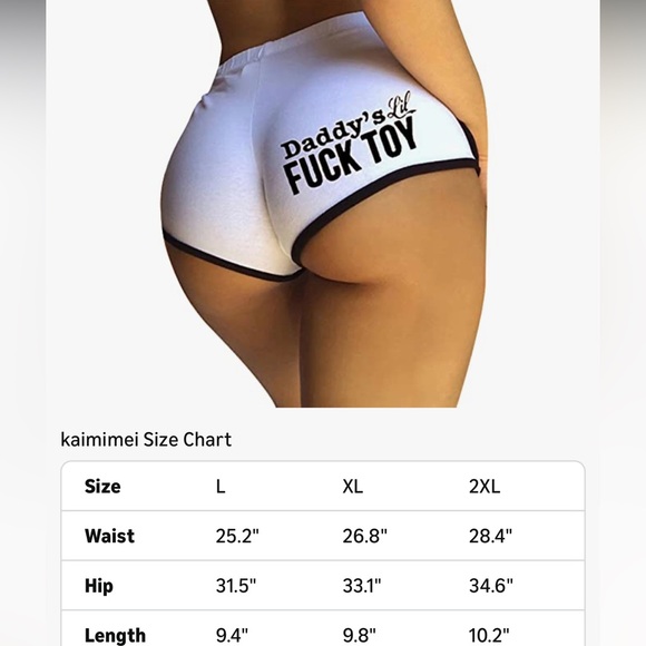 “Daddy’s lil f*** toy” White Booty Shorts. - Picture 2 of 5